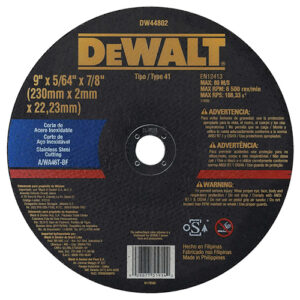 DISCO DE CORTE DE 9 X 5/64 DE ESPESOR, DW44802